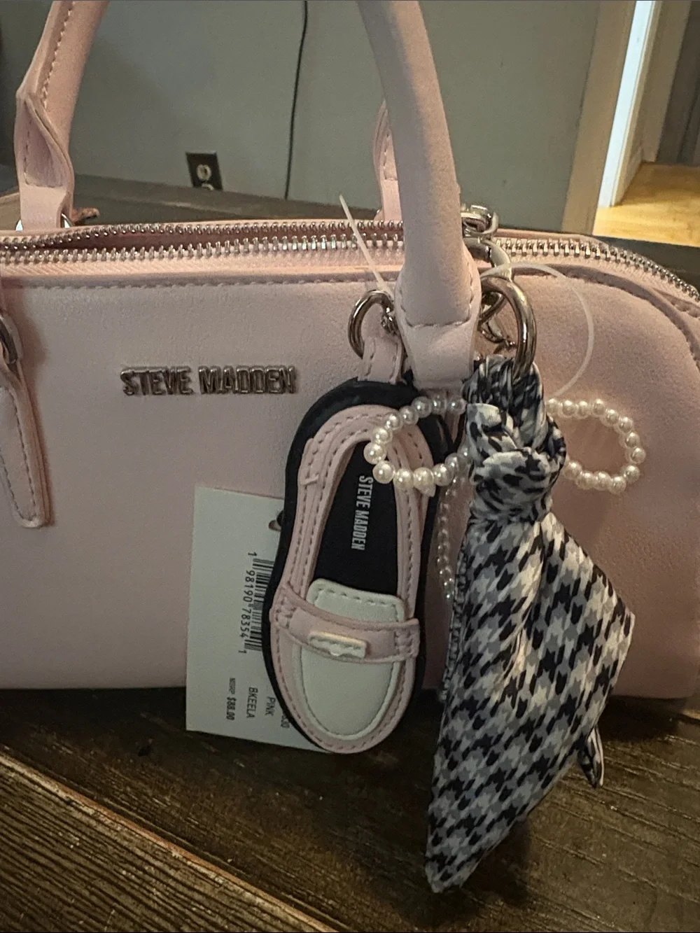 Steve Madden Pale Pink Satchel with Charm Accent